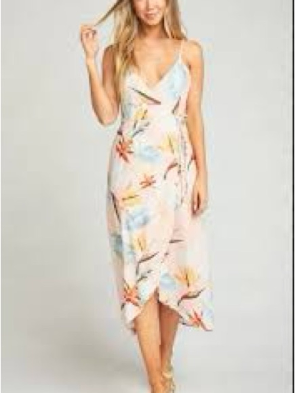Show Me Your MuMu Pastel Floral High-Low Slip Dress